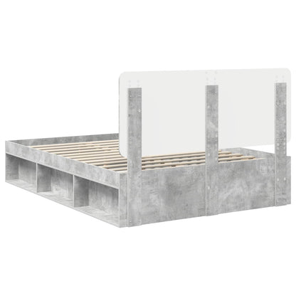 vidaXL Bettrahmen Beton Grau 150 x 200 cm Massives Kiefernholz