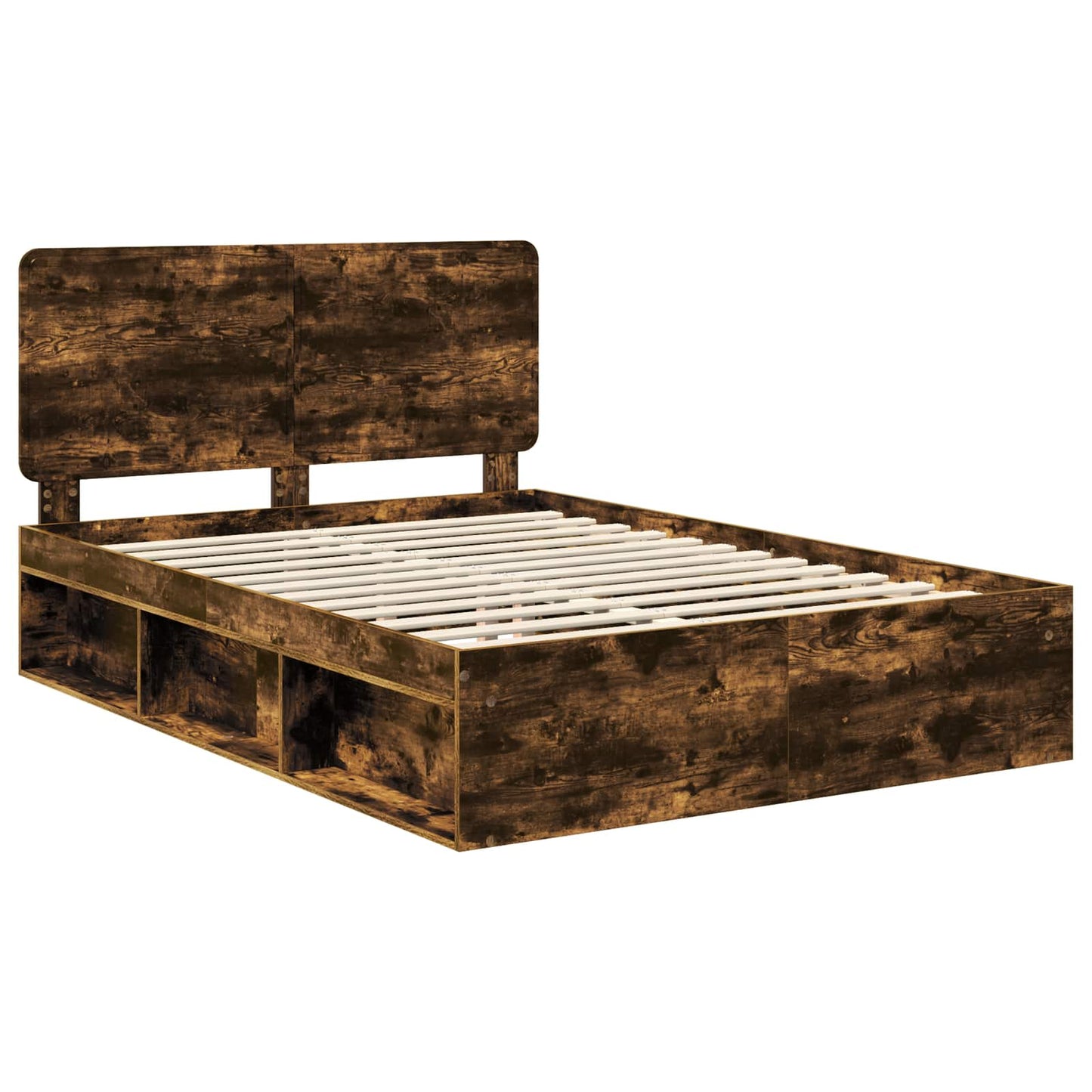 vidaXL Bettrahmen Geräucherte Eiche 150 x 200 cm Massives Kiefernholz
