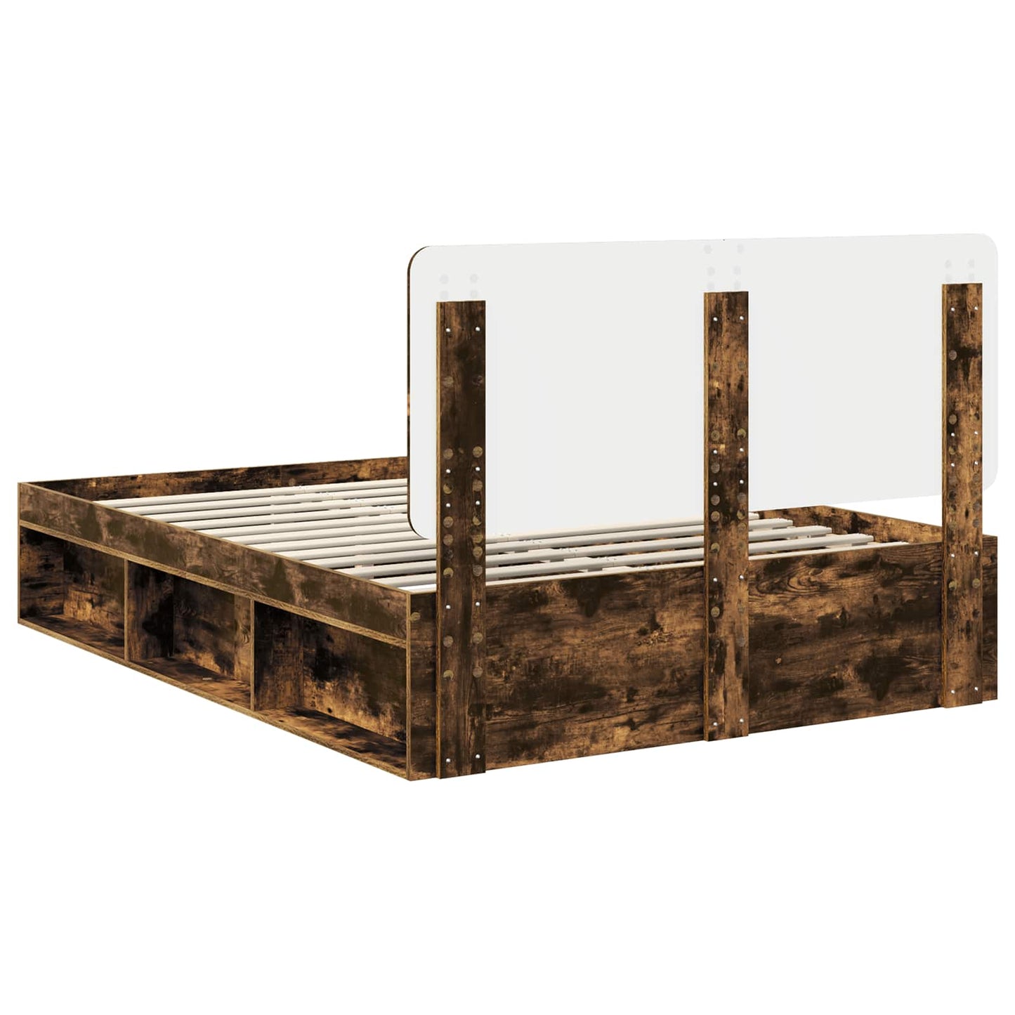 Bettrahmen Geräucherte Eiche 140 x 190 cm Massives Kiefernholz