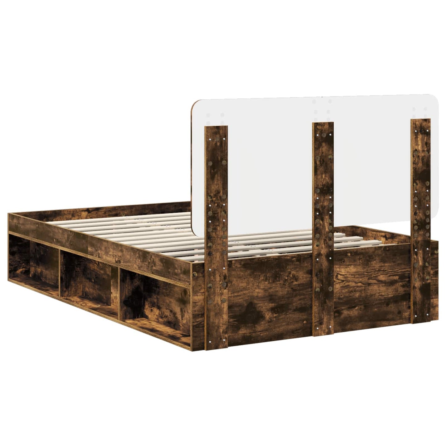 vidaXL Cadre de lit Chêne fumé 120 x 190 cm Bois de pin massif