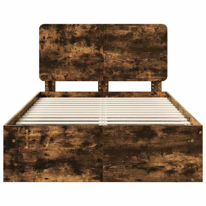 vidaXL Cadre de lit Chêne fumé 120 x 190 cm Bois de pin massif