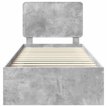 Bettrahmen Beton Grau 100 x 200 cm Massives Kiefernholz