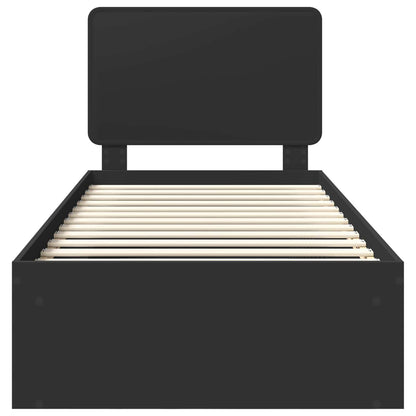 Bettrahmen Schwarz 90 x 200 cm Massives Kiefernholz