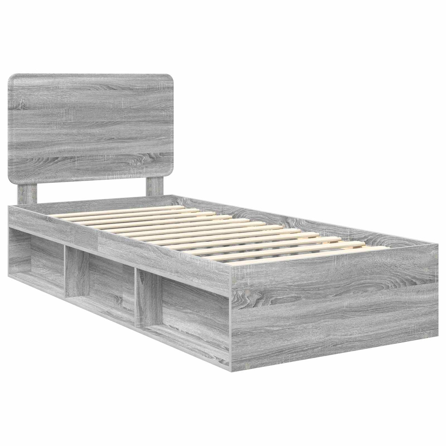 vidaXL Cadre de lit Gris Sonoma 90 x 200 cm Bois de pin massif