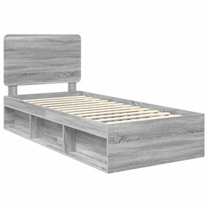 vidaXL Cadre de lit Gris Sonoma 90 x 200 cm Bois de pin massif