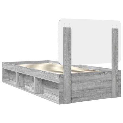 vidaXL Cadre de lit Gris Sonoma 90 x 200 cm Bois de pin massif
