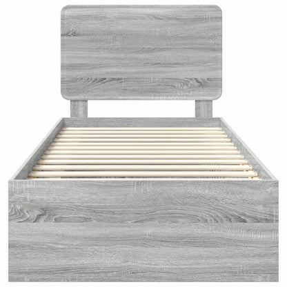 vidaXL Cadre de lit Gris Sonoma 90 x 200 cm Bois de pin massif