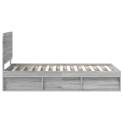 vidaXL Cadre de lit Gris Sonoma 90 x 200 cm Bois de pin massif