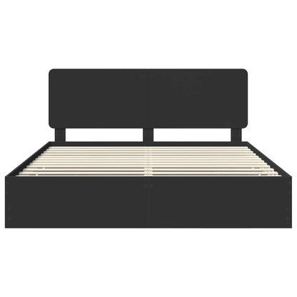 Bettrahmen mit Schubladen Schwarz 200 x 200 cm Ingenieurs Holz