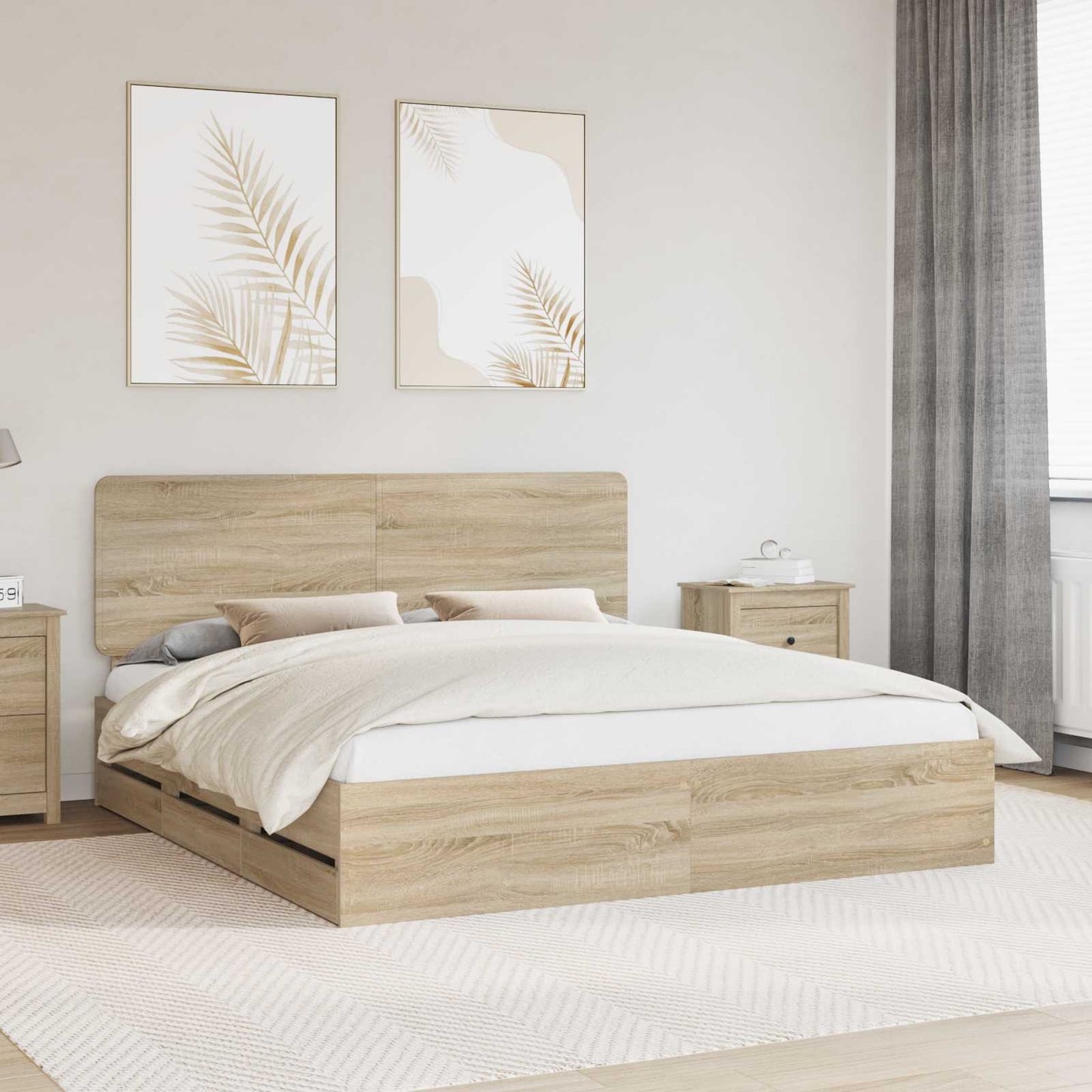 vidaXL Bettrahmen Sonoma-Eiche 200 x 200 cm Ingenieurs Holz