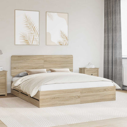 vidaXL Bettrahmen Sonoma-Eiche 200 x 200 cm Ingenieurs Holz