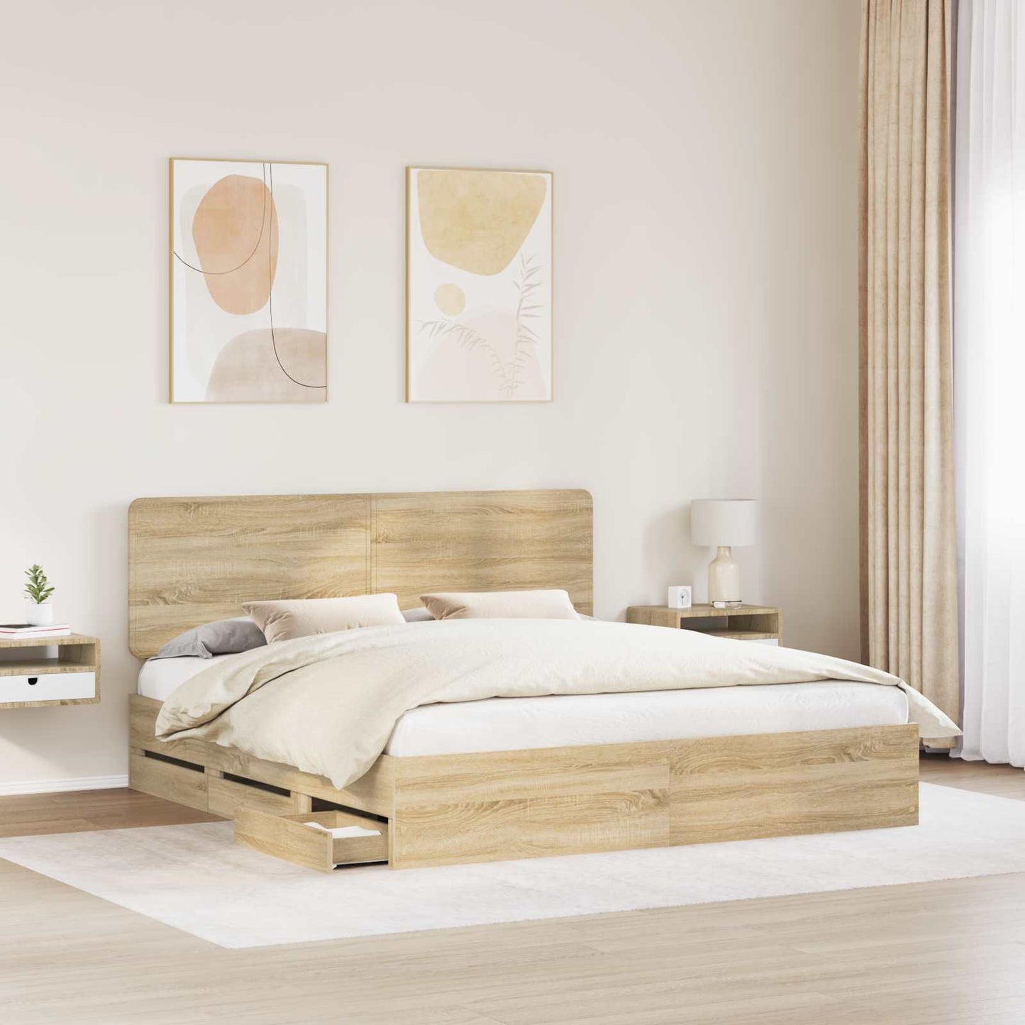 vidaXL Bettrahmen Sonoma-Eiche 200 x 200 cm Ingenieurs Holz