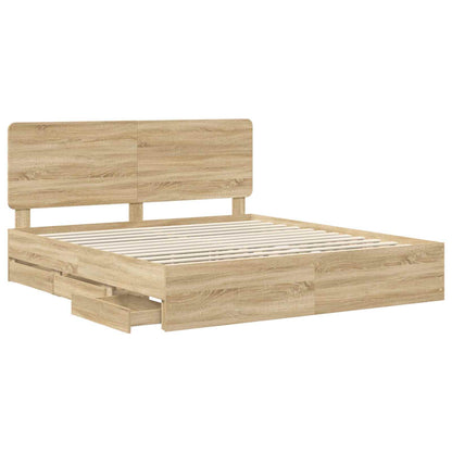 vidaXL Bettrahmen Sonoma-Eiche 200 x 200 cm Ingenieurs Holz