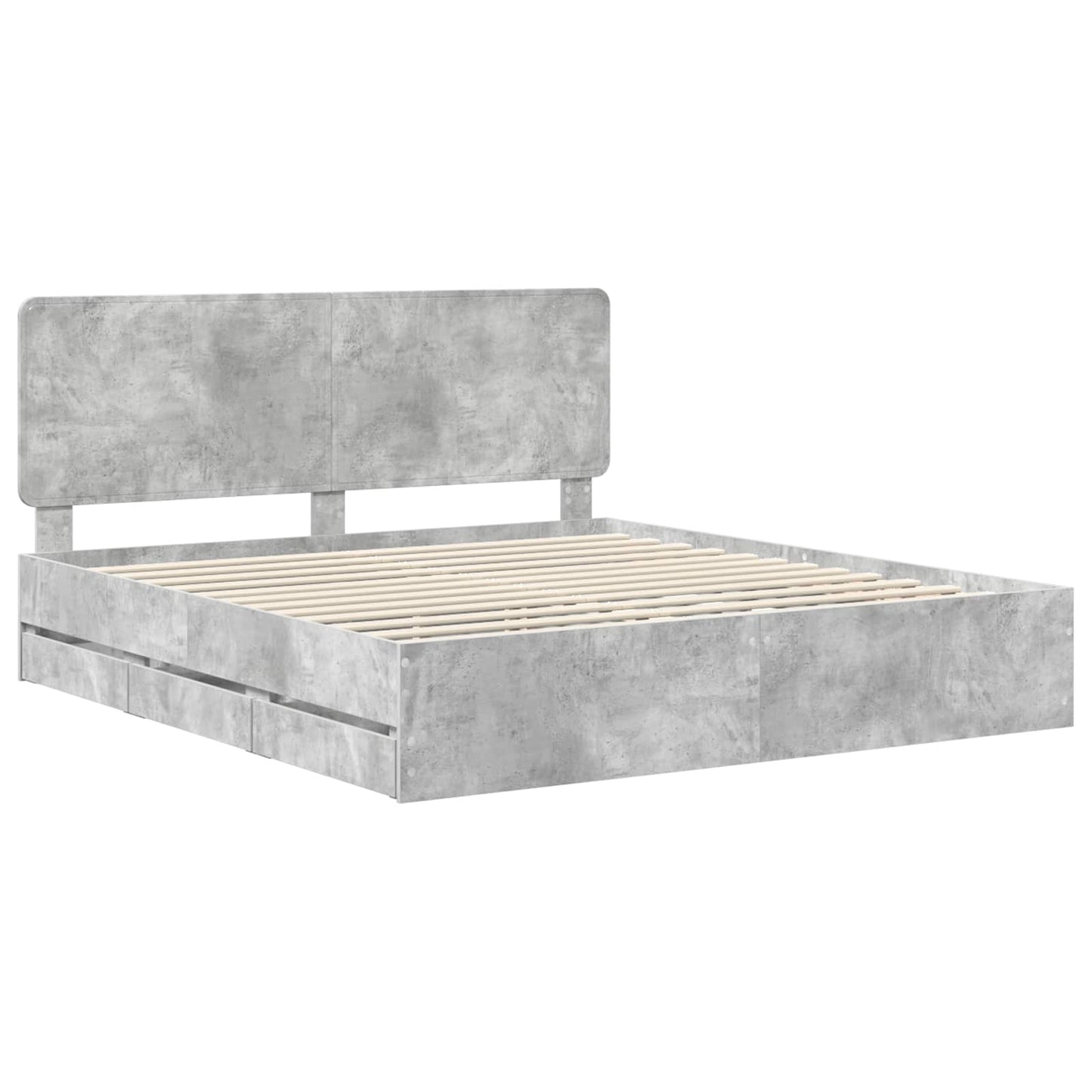 vidaXL Bettrahmen mit Kopfteil Beton Grau 200 x 200 cm Ingenieurs Holz