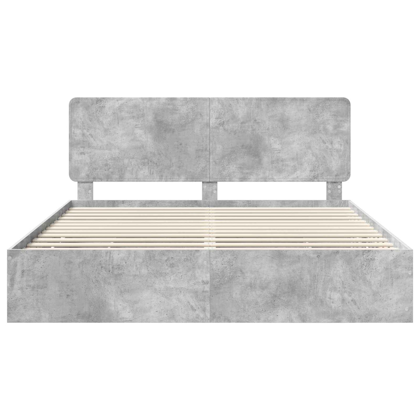 vidaXL Bettrahmen mit Kopfteil Beton Grau 200 x 200 cm Ingenieurs Holz
