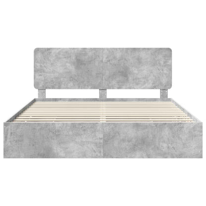 vidaXL Bettrahmen mit Kopfteil Beton Grau 200 x 200 cm Ingenieurs Holz