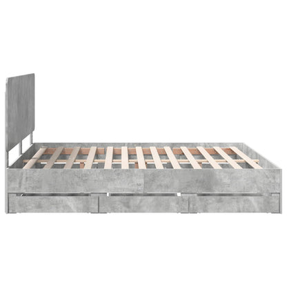 vidaXL Bettrahmen mit Kopfteil Beton Grau 200 x 200 cm Ingenieurs Holz