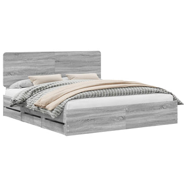 vidaXL Bettrahmen Graues Sonoma 200 x 200 cm Ingenieurs Holz