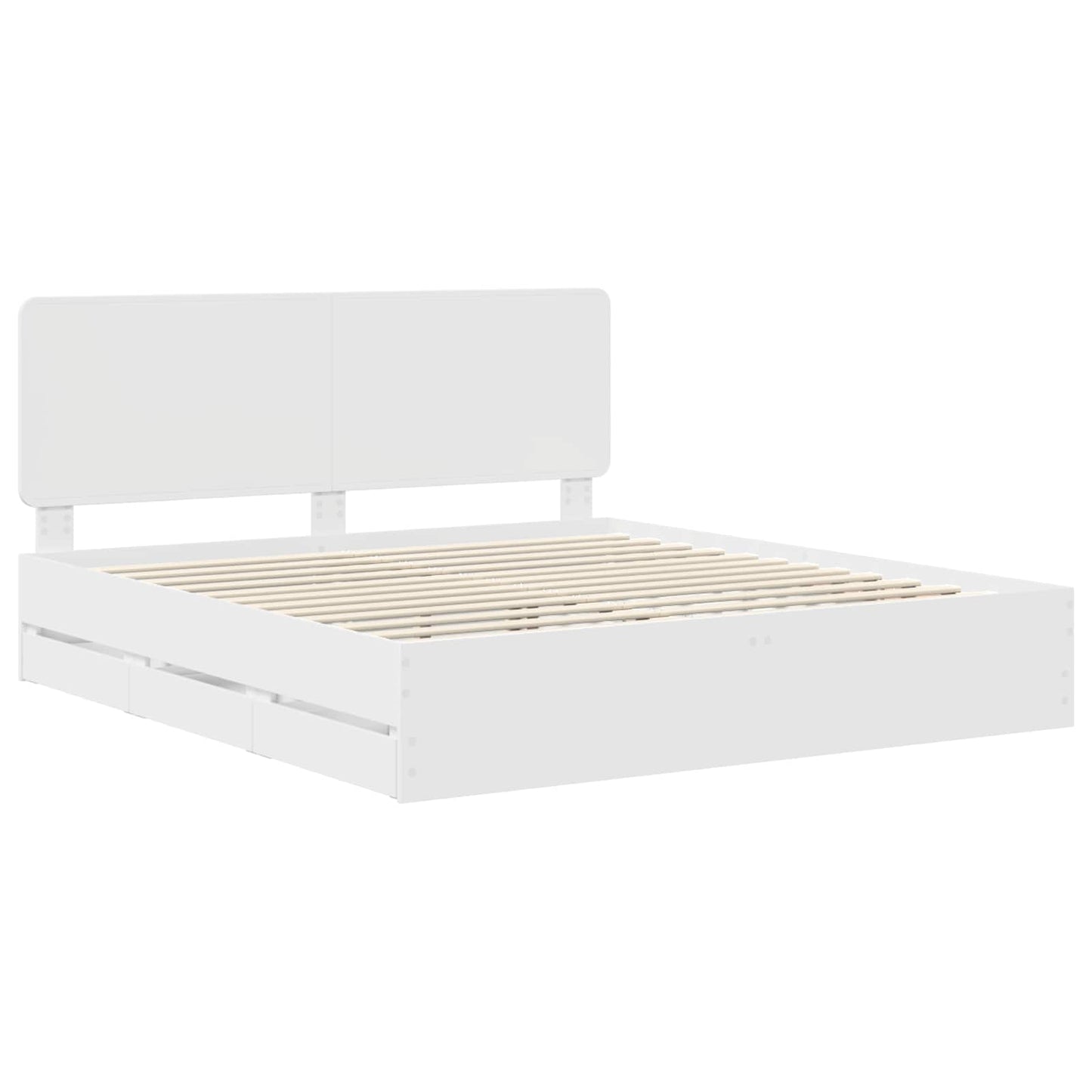 vidaXL Bettrahmen mit Schubladen Weiß 180 x 200 cm Ingenieurs Holz