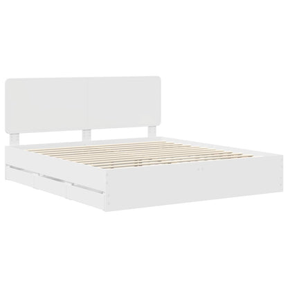 vidaXL Bettrahmen mit Schubladen Weiß 180 x 200 cm Ingenieurs Holz