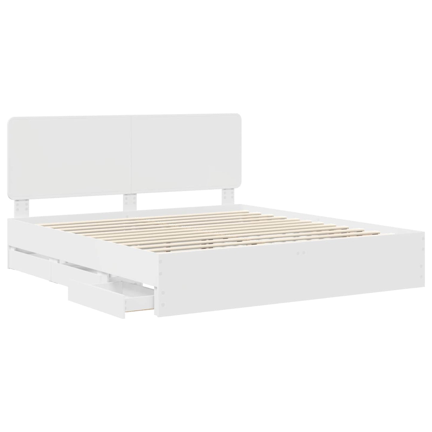vidaXL Bettrahmen mit Schubladen Weiß 180 x 200 cm Ingenieurs Holz