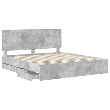 vidaXL Cadre de lit avec tête de lit Gris Ciment 180 x 200 cm Bois d'ingénierie