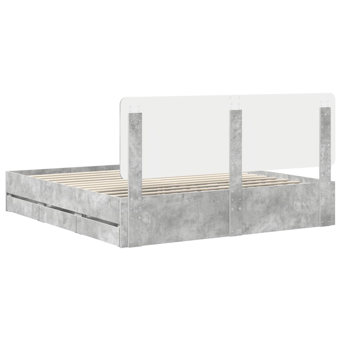 vidaXL Cadre de lit avec tête de lit Gris Ciment 180 x 200 cm Bois d'ingénierie