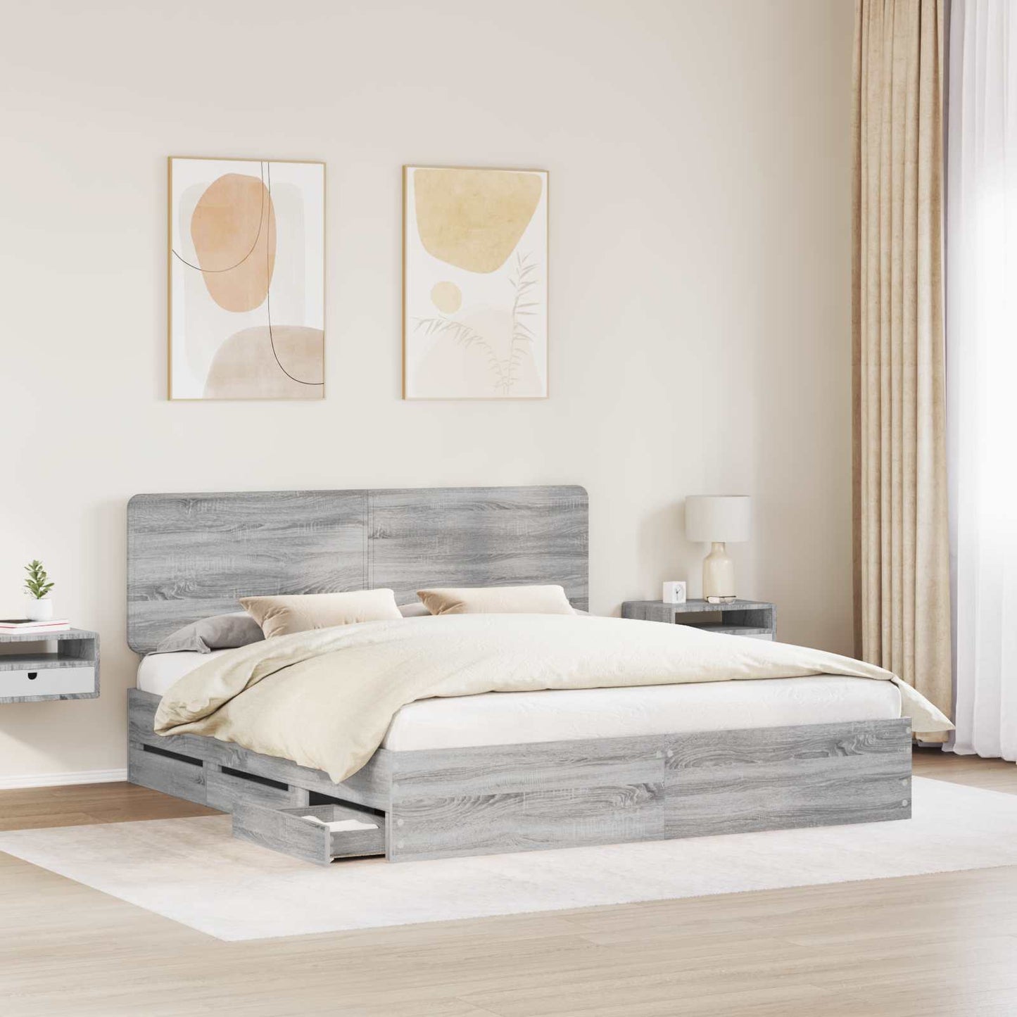 vidaXL Bettrahmen Graues Sonoma 180 x 200 cm Ingenieurs Holz