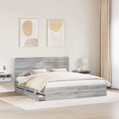 vidaXL Bettrahmen Graues Sonoma 180 x 200 cm Ingenieurs Holz