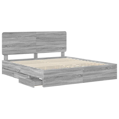 vidaXL Bettrahmen Graues Sonoma 180 x 200 cm Ingenieurs Holz