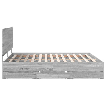vidaXL Bettrahmen Graues Sonoma 180 x 200 cm Ingenieurs Holz