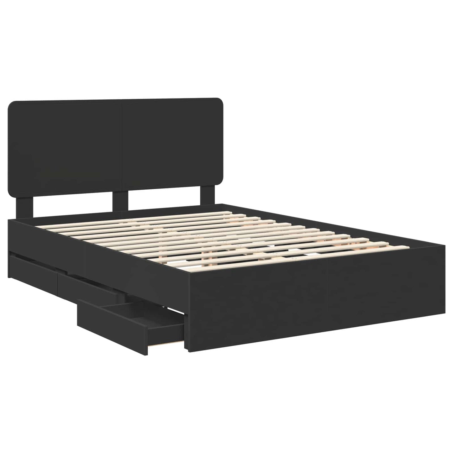 vidaXL Bettrahmen mit Schubladen Schwarz 160 x 200 cm Ingenieurs Holz