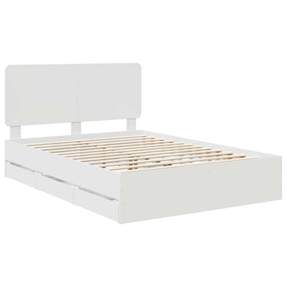 vidaXL Bettrahmen mit Schubladen Weiß 150 x 200 cm Ingenieurs Holz