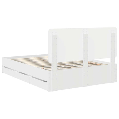 vidaXL Bettrahmen mit Schubladen Weiß 150 x 200 cm Ingenieurs Holz