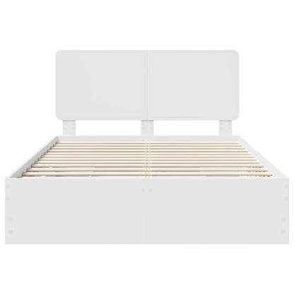 vidaXL Bettrahmen mit Schubladen Weiß 150 x 200 cm Ingenieurs Holz