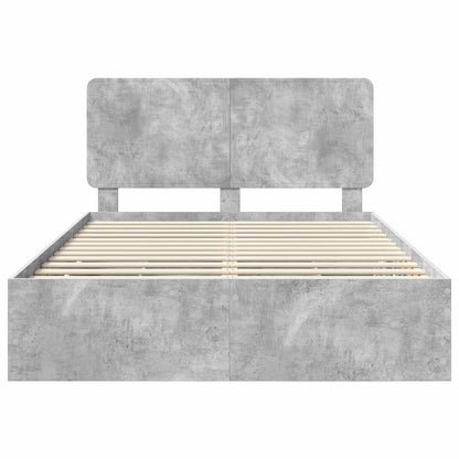vidaXL Bettrahmen mit Kopfteil Beton Grau 150 x 200 cm Ingenieurs Holz