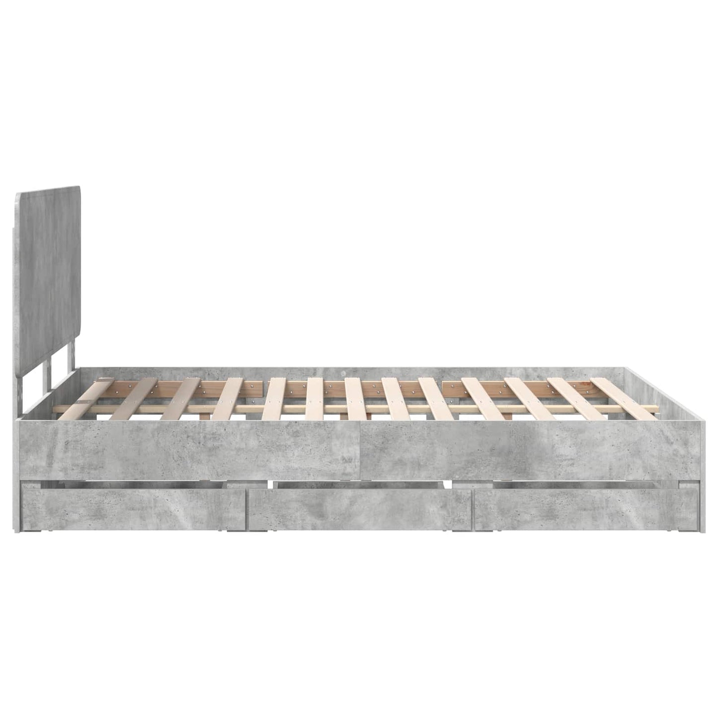 vidaXL Bettrahmen mit Kopfteil Beton Grau 150 x 200 cm Ingenieurs Holz