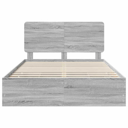vidaXL Bettrahmen Graues Sonoma 150 x 200 cm Ingenieurs Holz