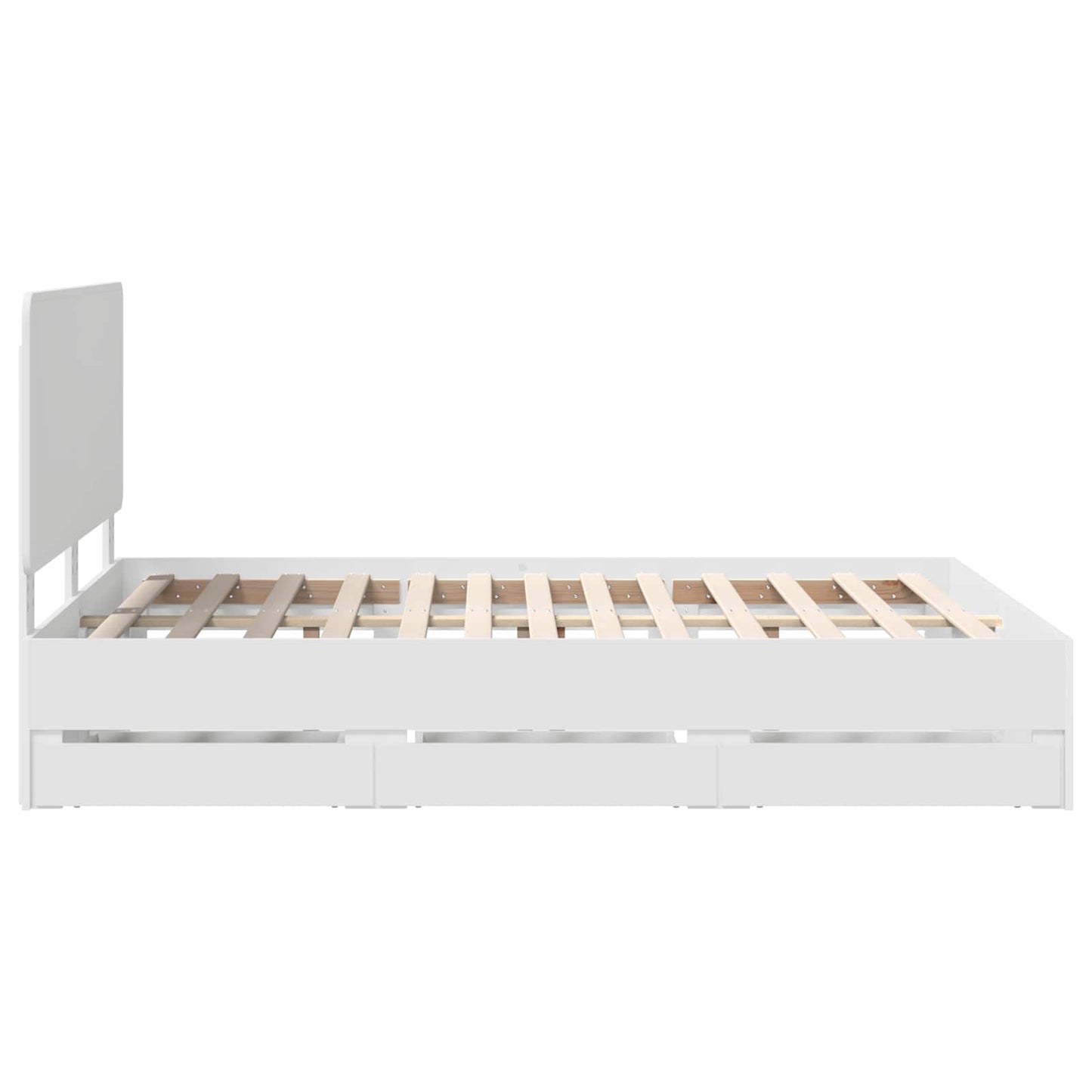 Bettrahmen mit Schubladen Weiß 140 x 190 cm Ingenieurs Holz