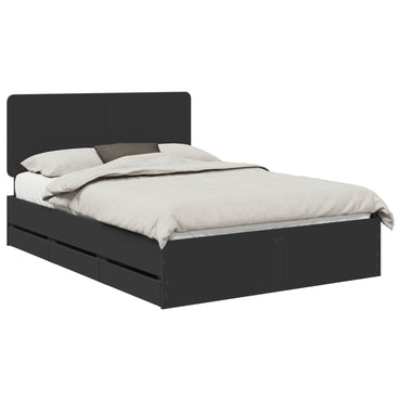 vidaXL Bettrahmen mit Schubladen Schwarz 140 x 190 cm Ingenieurs Holz