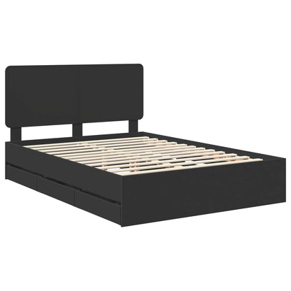 vidaXL Bettrahmen mit Schubladen Schwarz 140 x 190 cm Ingenieurs Holz