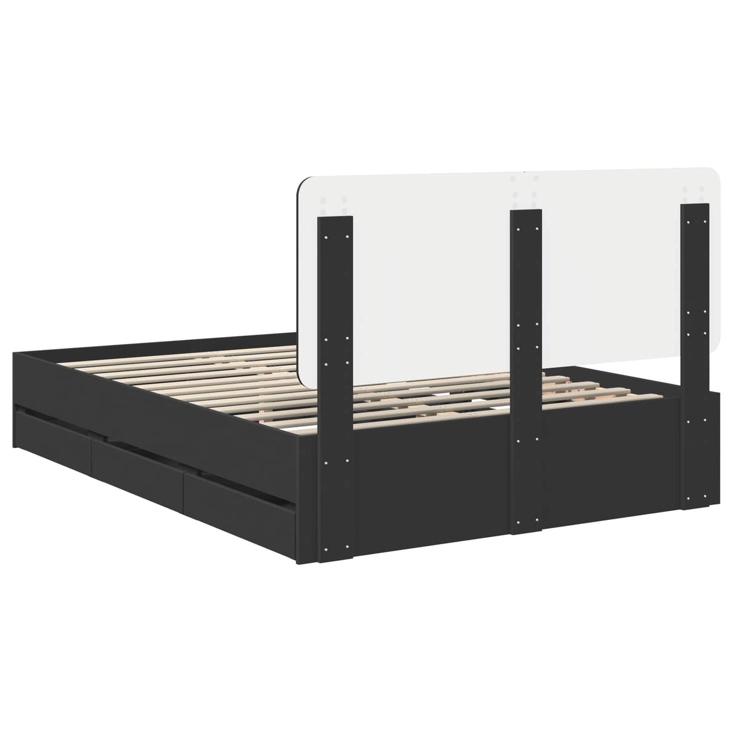 vidaXL Bettrahmen mit Schubladen Schwarz 140 x 190 cm Ingenieurs Holz