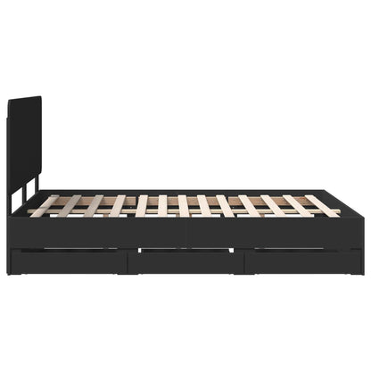 vidaXL Bettrahmen mit Schubladen Schwarz 140 x 190 cm Ingenieurs Holz