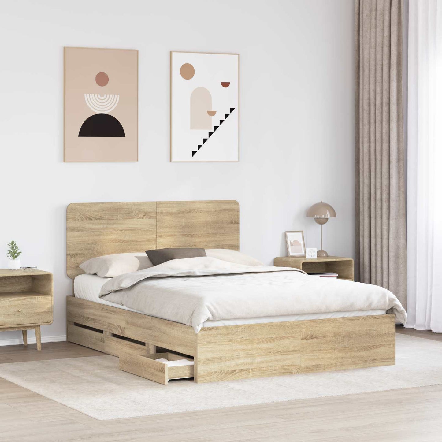 vidaXL Bettrahmen Sonoma-Eiche 140 x 190 cm Ingenieurs Holz