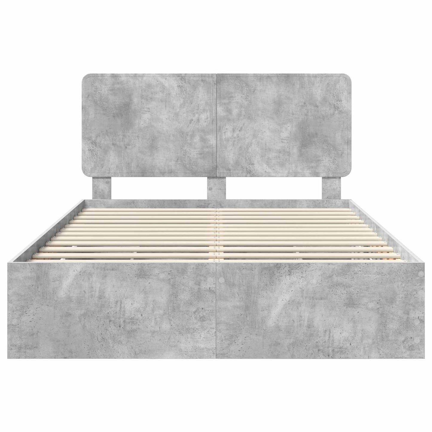 vidaXL Bettrahmen mit Kopfteil Beton Grau 140 x 190 cm Ingenieurs Holz