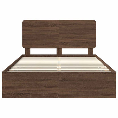vidaXL Bettrahmen Braun Eichen-Optik 140 x 190 cm Ingenieurs Holz