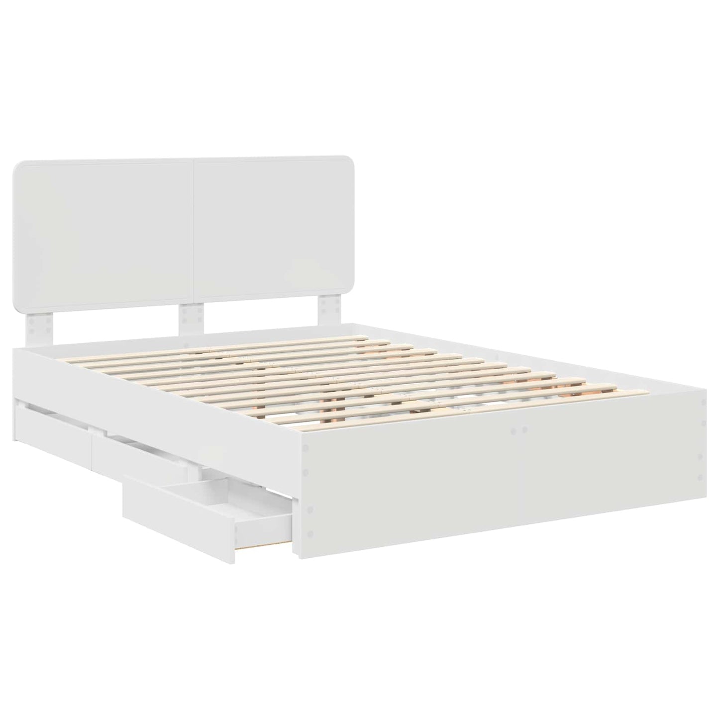 vidaXL Bettrahmen mit Schubladen Weiß 140 x 200 cm Ingenieurs Holz