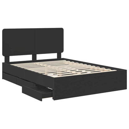 vidaXL Bettrahmen mit Schubladen Schwarz 140 x 200 cm Ingenieurs Holz