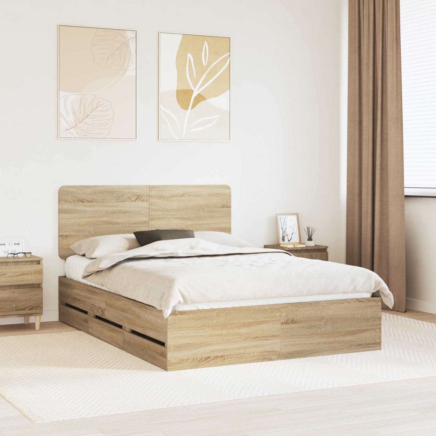 vidaXL Bettrahmen Sonoma-Eiche 140 x 200 cm Ingenieurs Holz