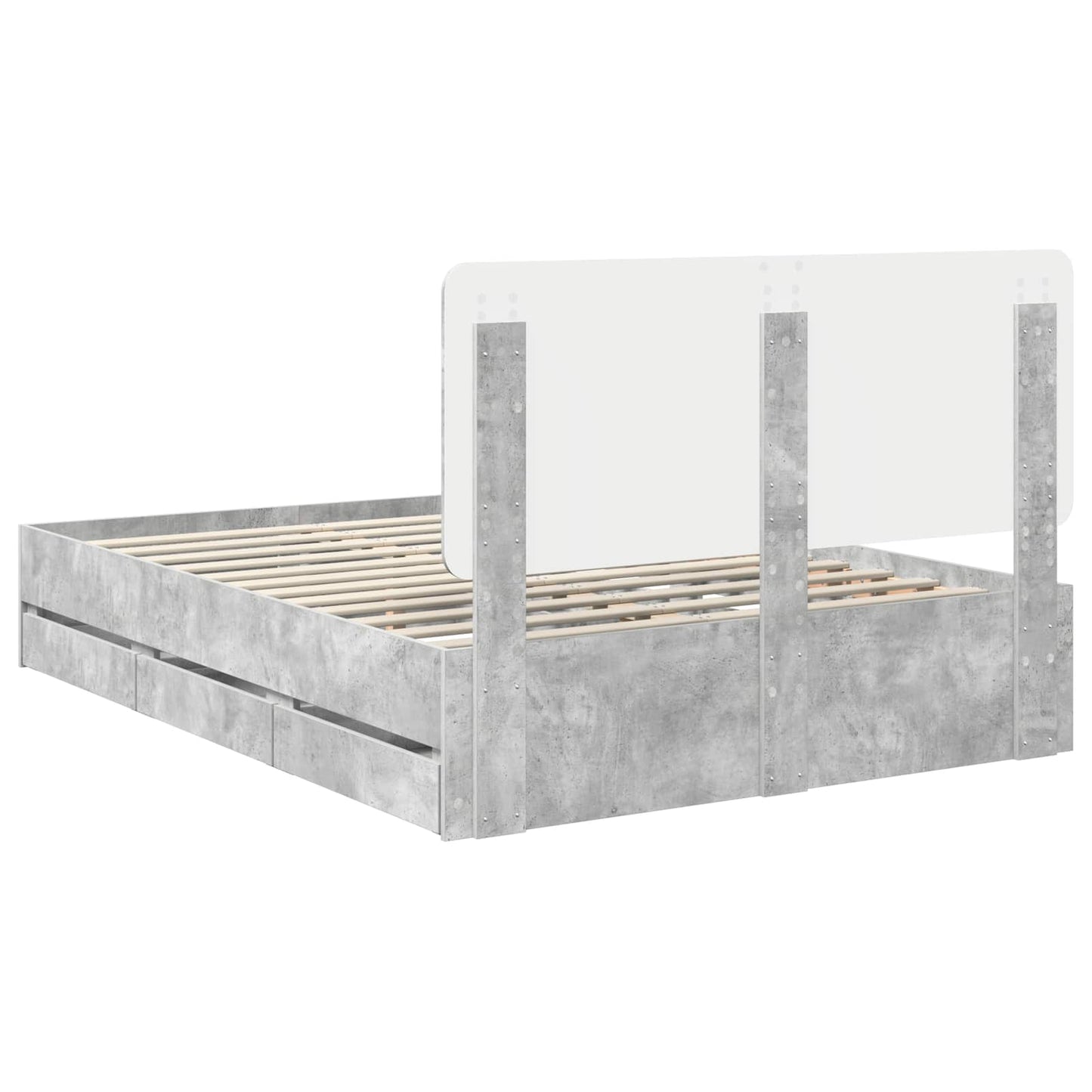 vidaXL Bettrahmen mit Kopfteil Beton Grau 140 x 200 cm Ingenieurs Holz
